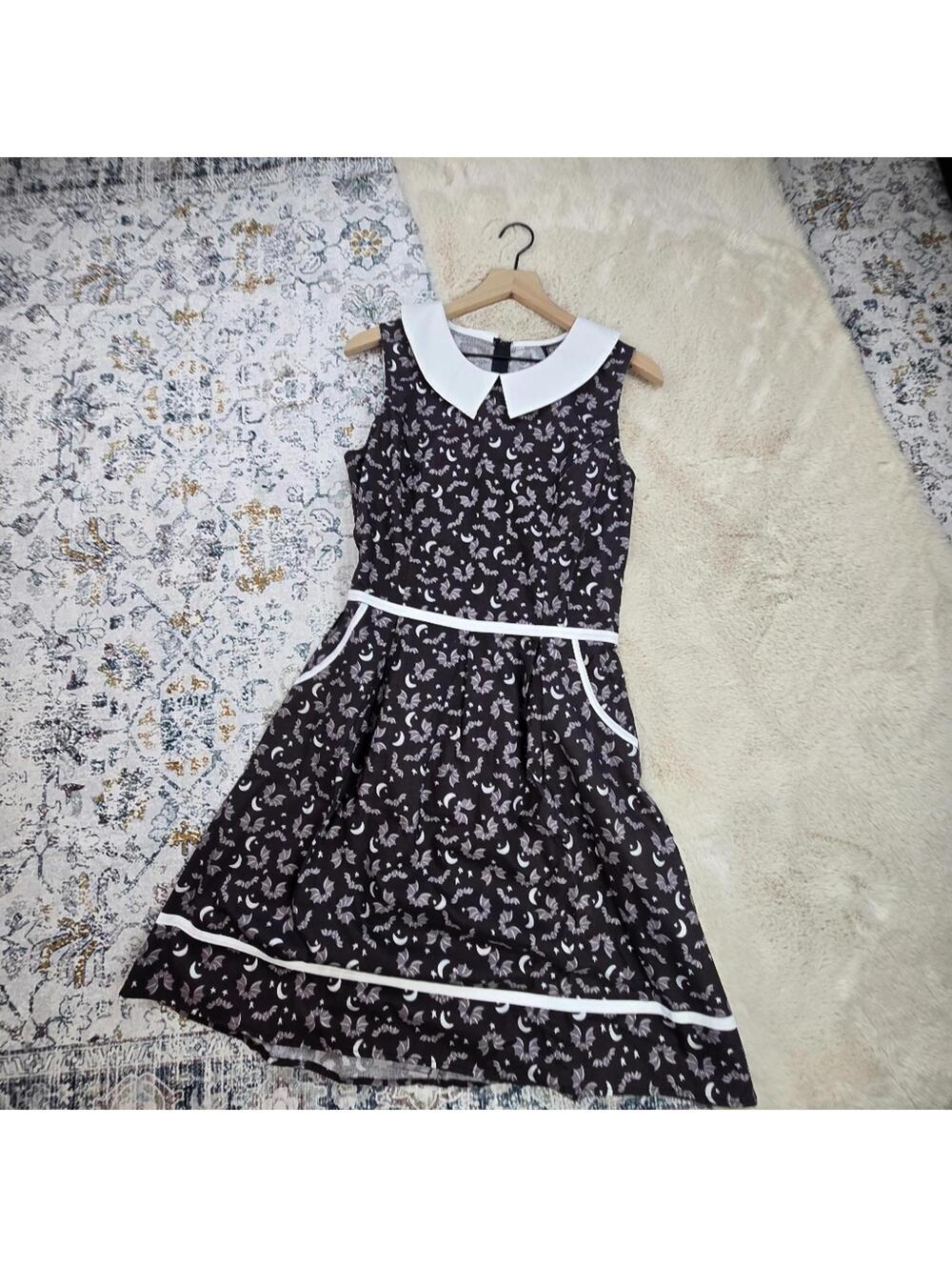 Retrolicious Collared Bat Print Dress Women XL